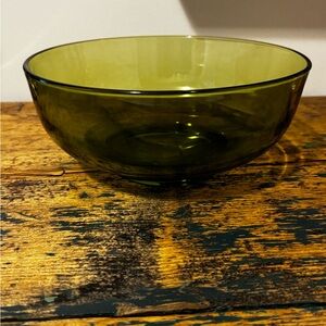 Olive Green Glass Serving Bowl